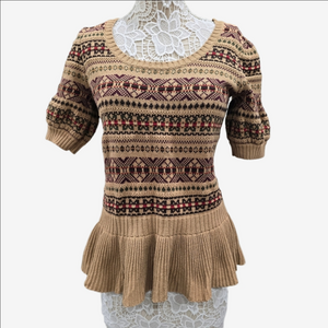 American Living Fair Isle Peplum Sweater Sz L